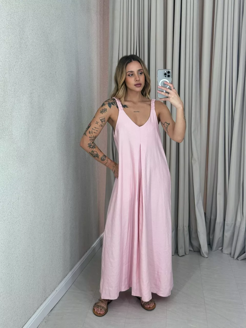 VESTIDO SUZANE 02 ALÇA ROSA - 0057630031 - CAROLLA FERRARO