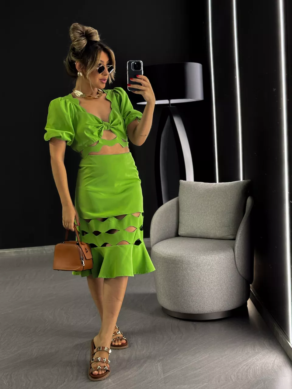 CONJUNTO LAILA SAIA VAZADA VERDE