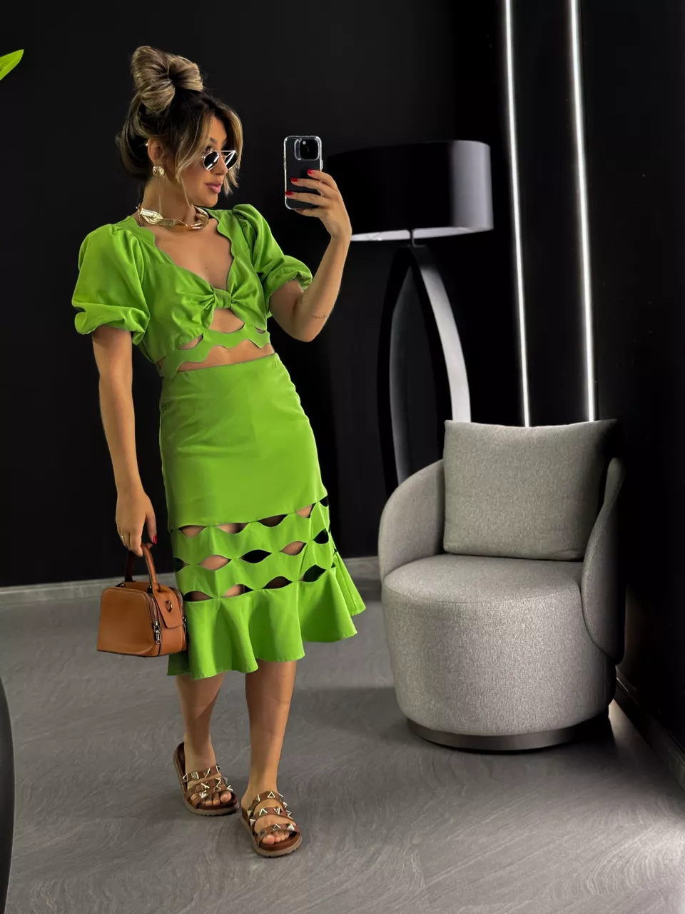 CONJUNTO LAILA SAIA VAZADA VERDE