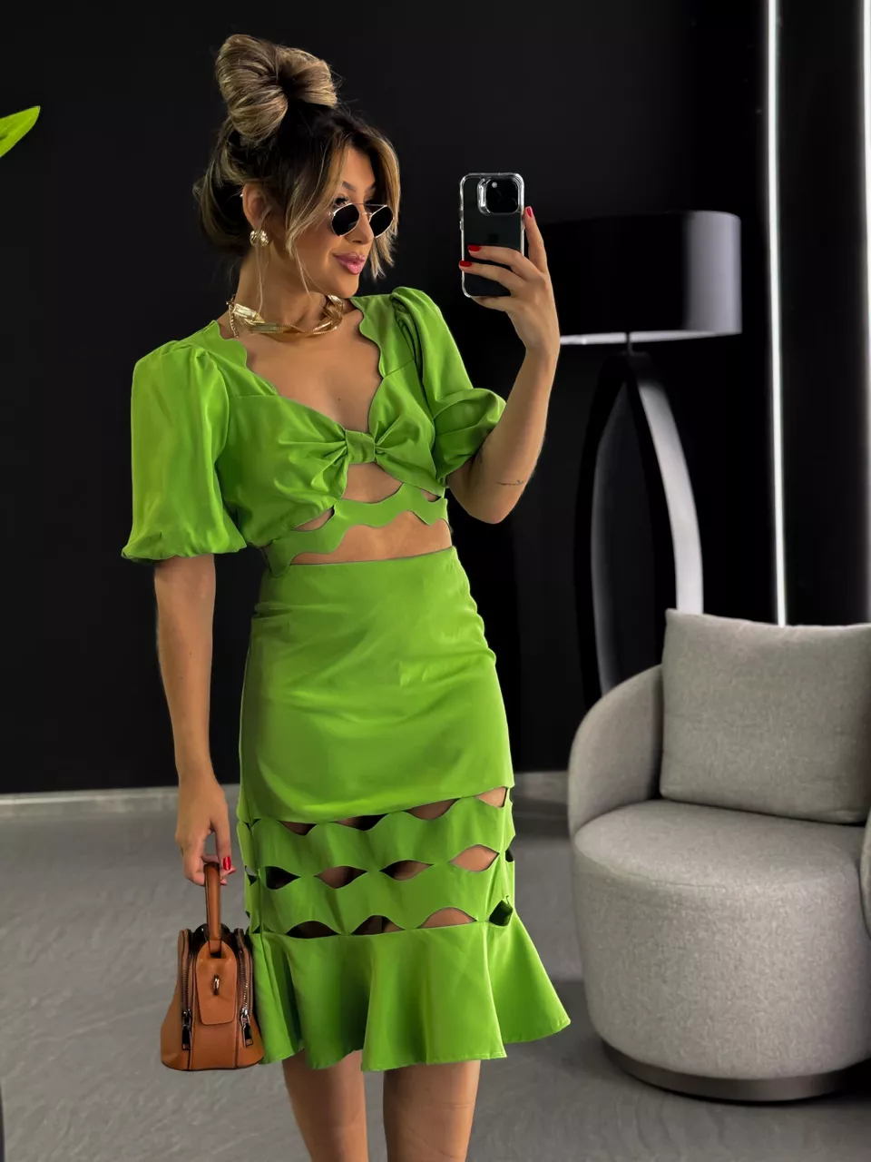 CONJUNTO LAILA SAIA VAZADA VERDE