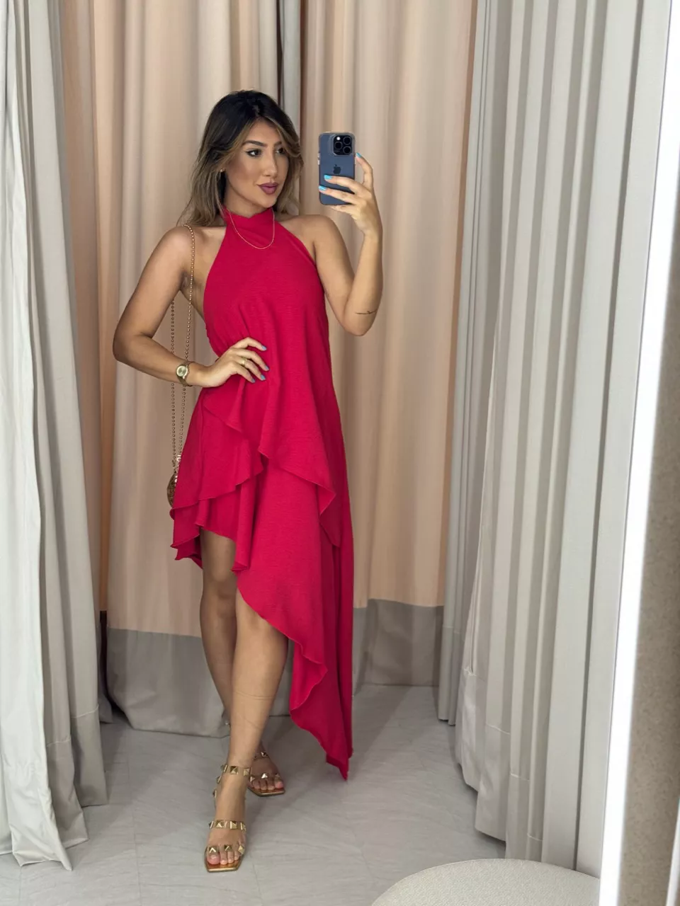 VESTIDO KAMILA FRENTE ÚNICA VERMELHO