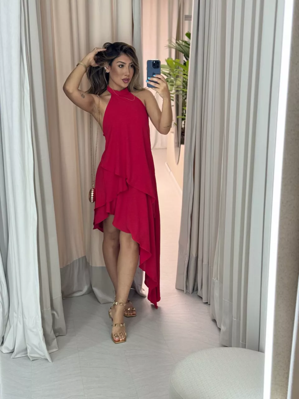 VESTIDO KAMILA FRENTE ÚNICA VERMELHO