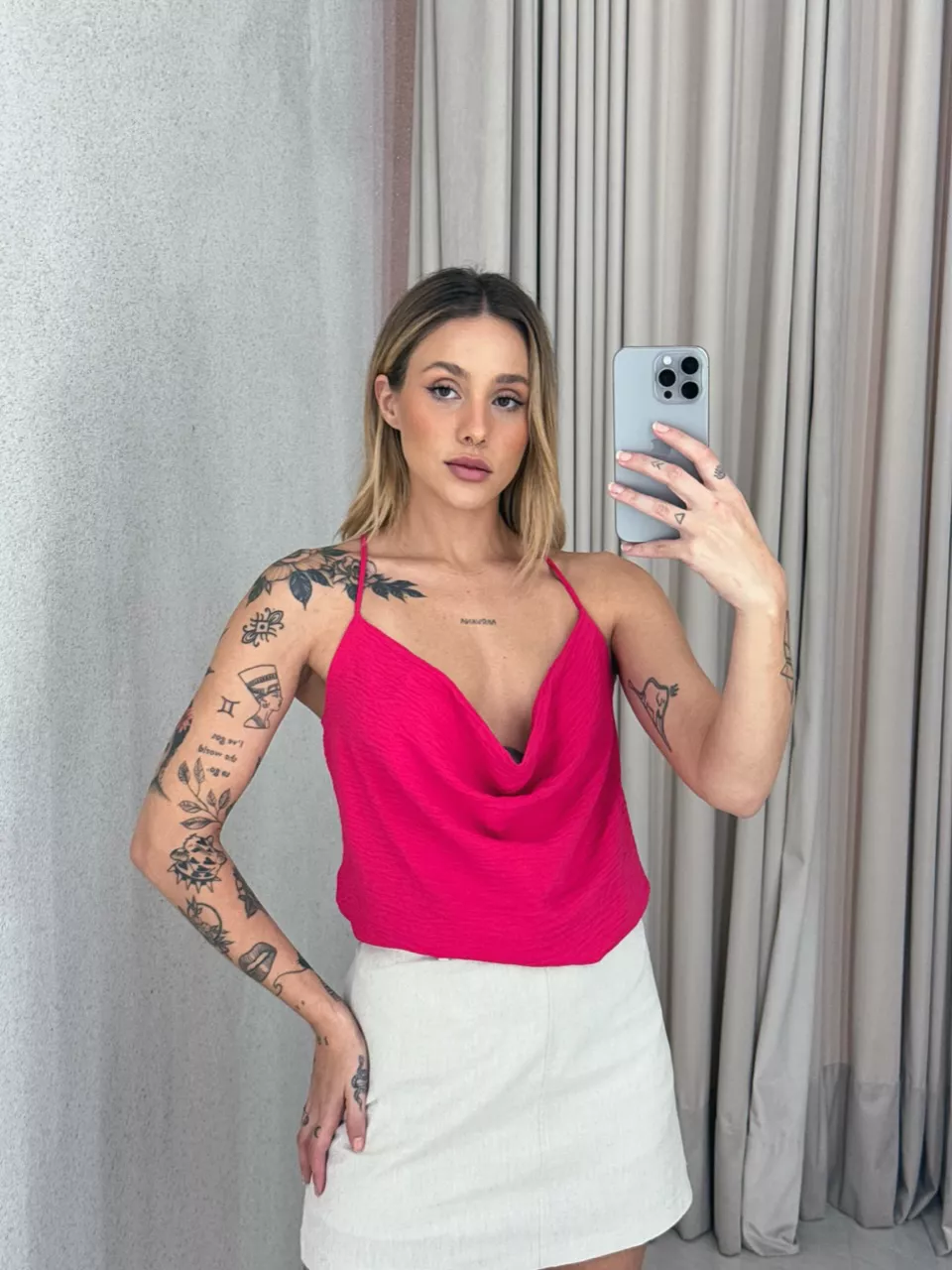 BLUSA PRISCILA ALÇA Pink - 0060290037 - CAROLLA FERRARO