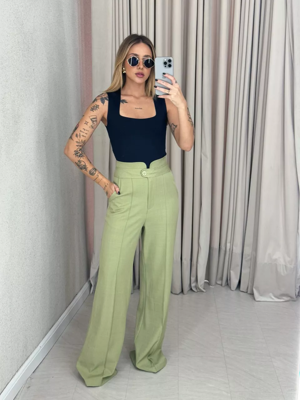 CALÇA KAREN PANTALONA PISTACHE - 0060360145 - CAROLLA FERRARO