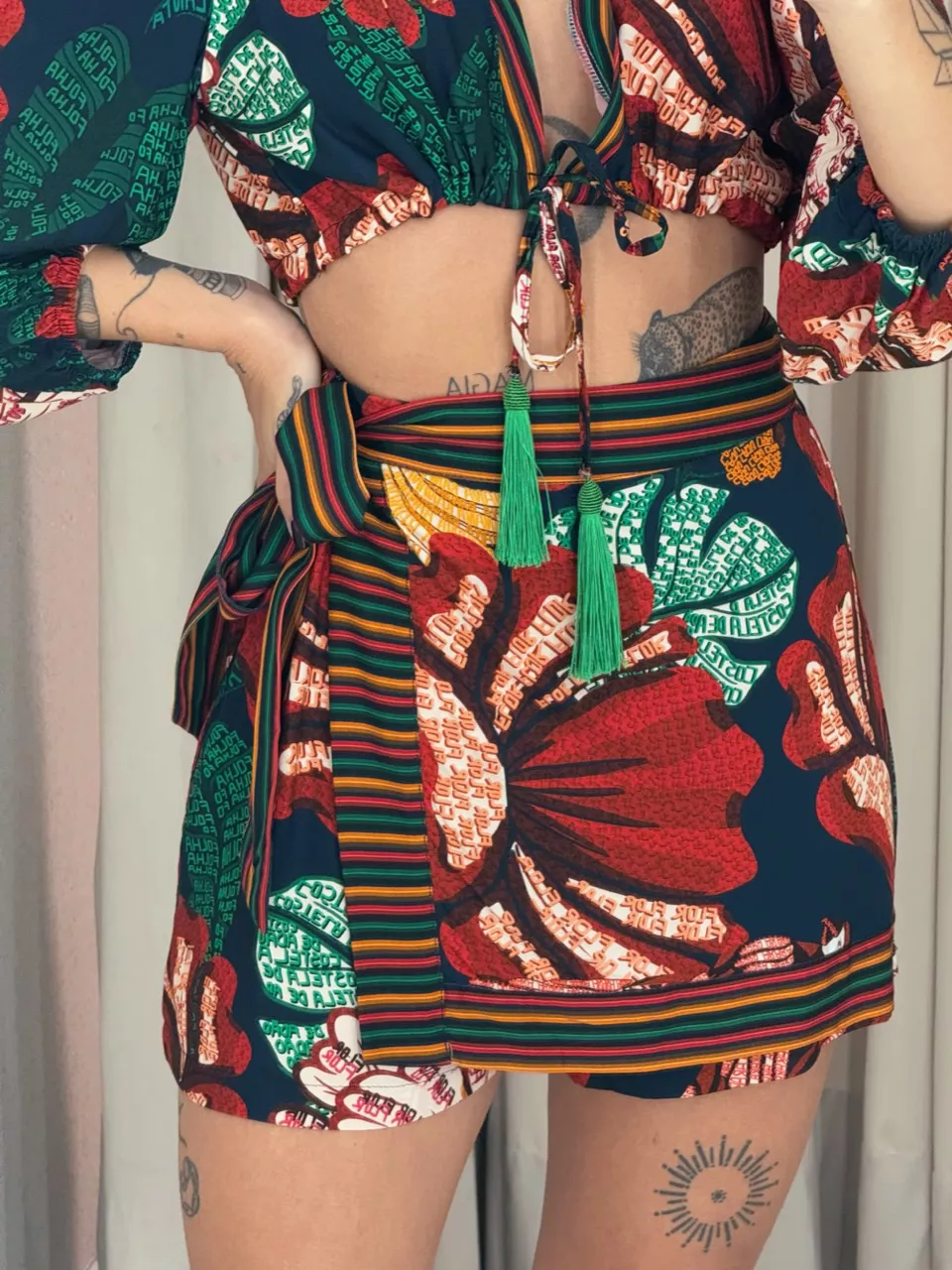 SHORT SAIA BIANCA ESTAMPADO MARINHO - 0060390055 - CAROLLA FERRARO