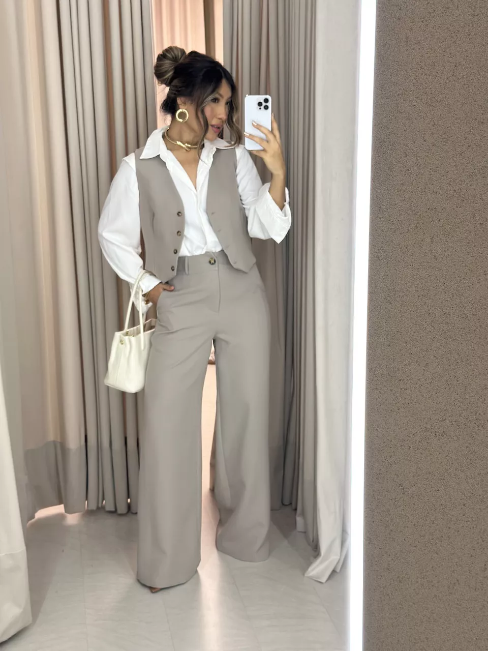 CONJUNTO VIRGÍNIA CALÇA CAQUI - 0060780096 - CAROLLA FERRARO