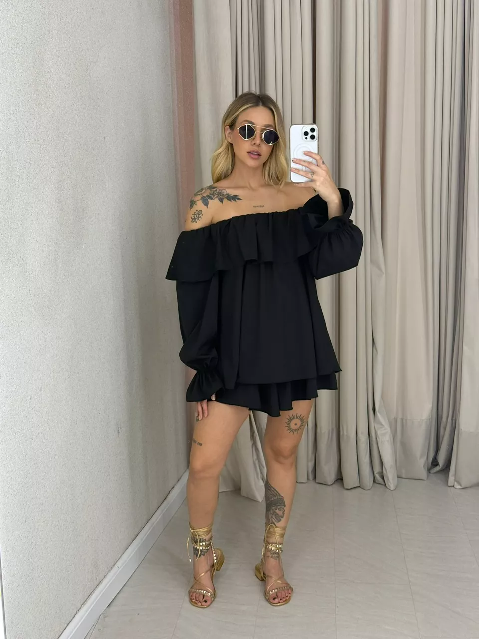 CONJUNTO ZOE BABADOS PRETO - 0063560032 - CAROLLA FERRARO
