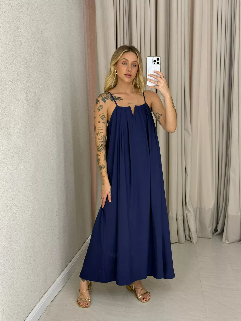 VESTIDO LUDMILA ALÇA MARINHO - 0061850055 - CAROLLA FERRARO