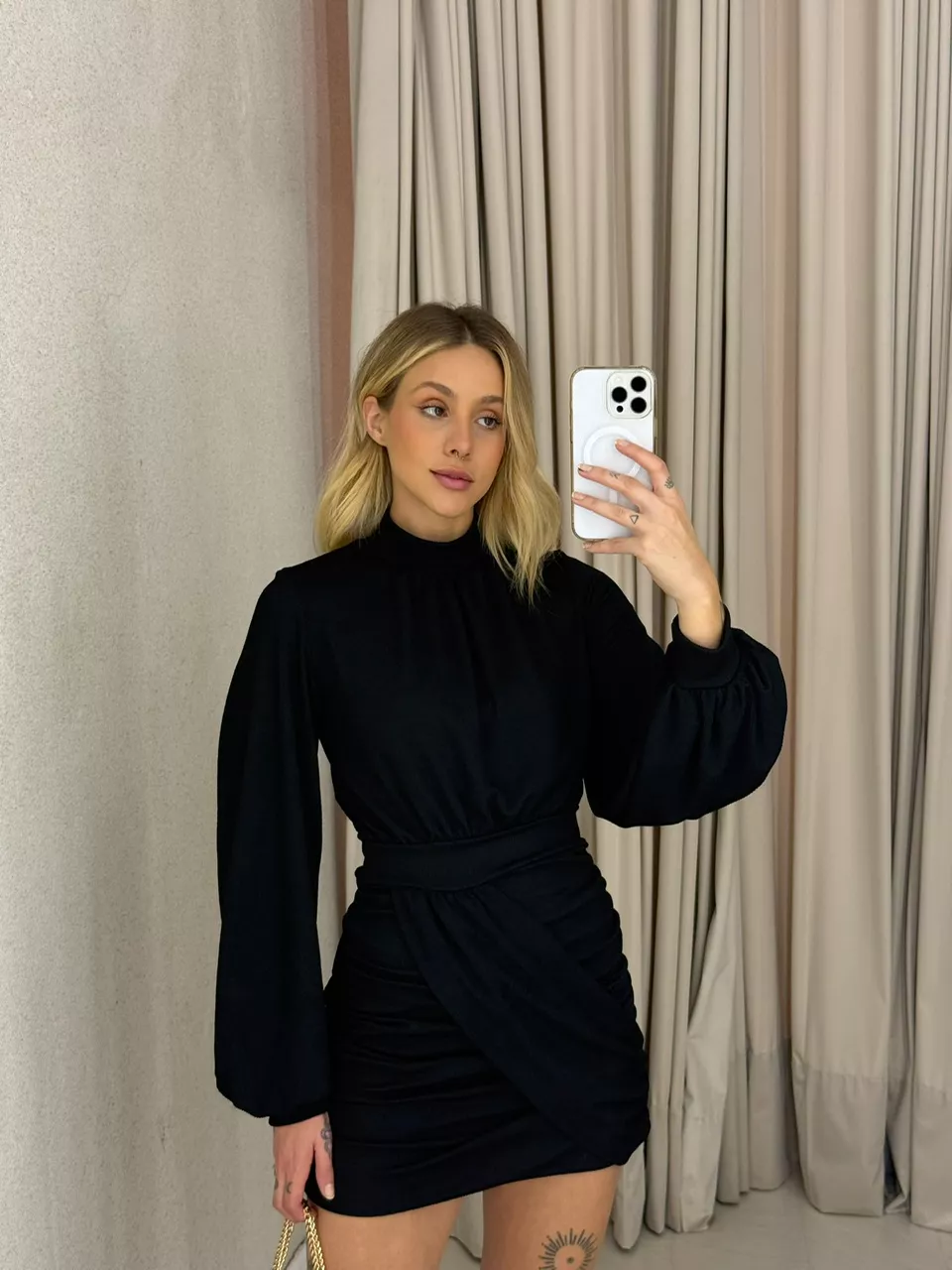 VESTIDO MAYARA MANGA LONGA PRETO