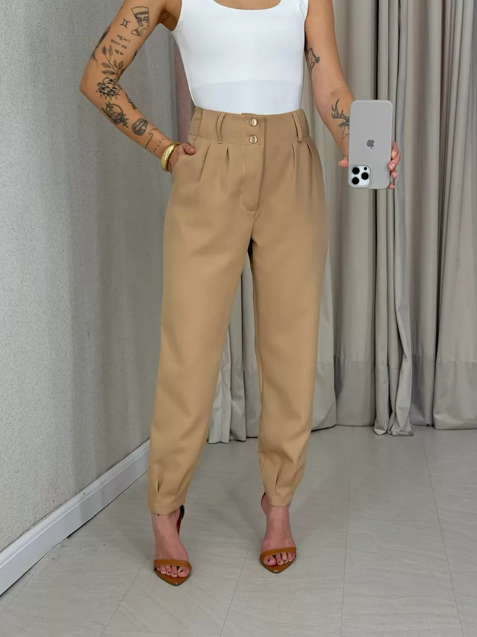 CALÇA ADELE CENOURA NUDE - 0064630049 - CAROLLA FERRARO