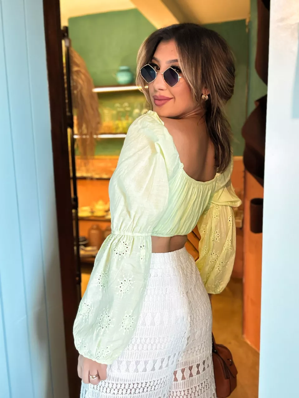 CROPPED LAISE MANGA BUFANTE LIMA - 0043200116 - CAROLLA FERRARO