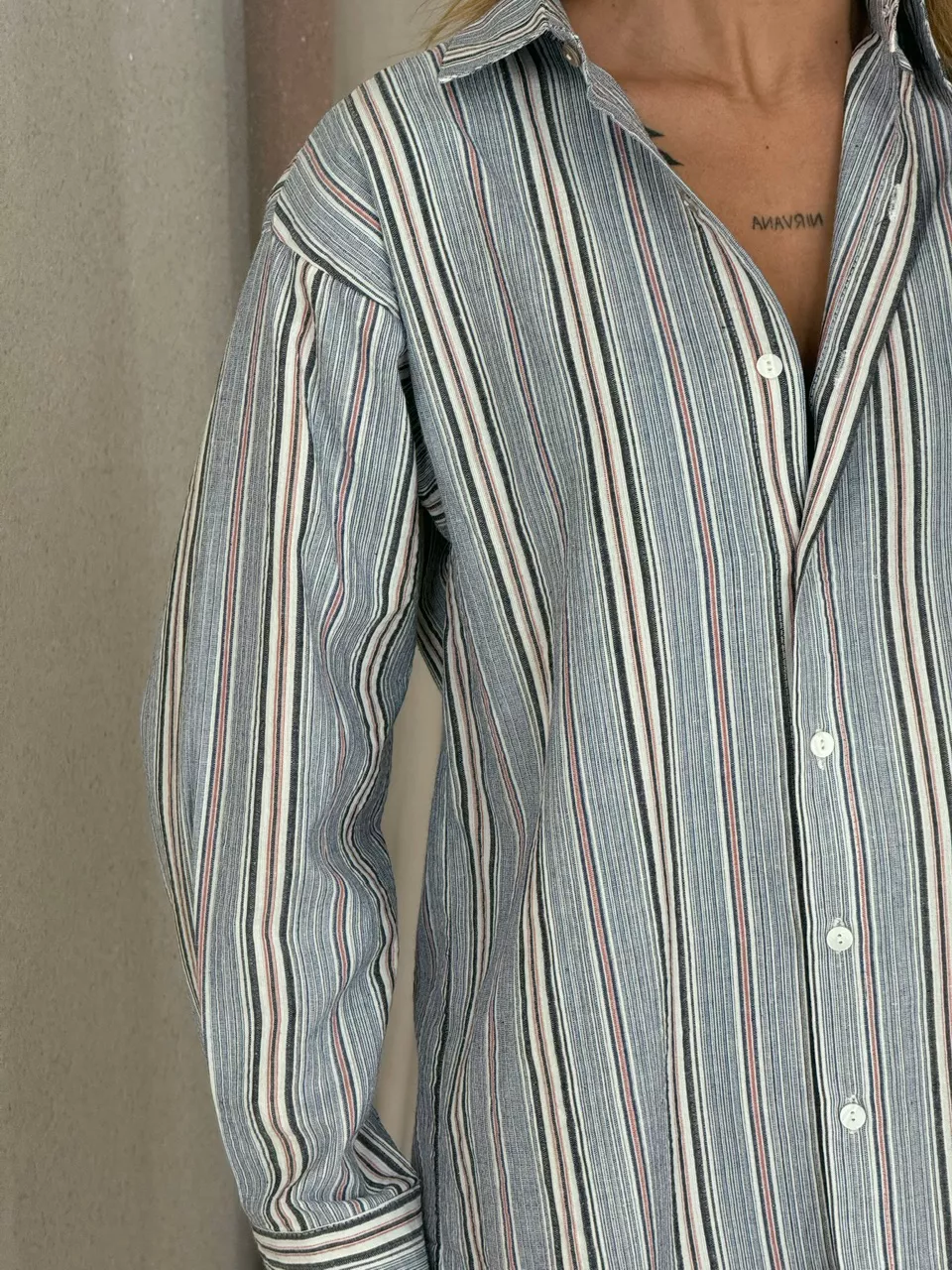 CAMISA SARA LISTRAS Azul Escuro