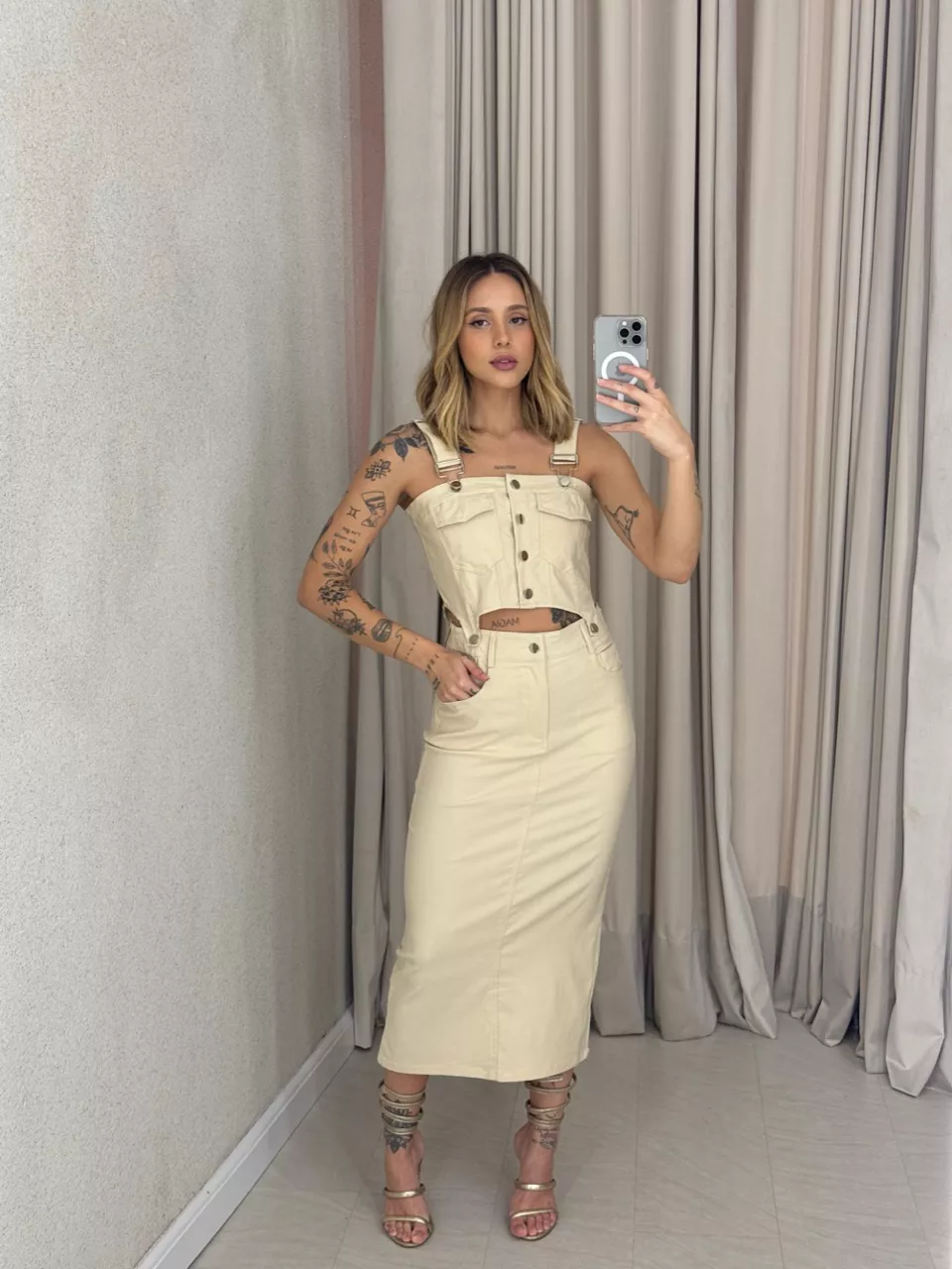 CONJUNTO EDUARDA SAIA MARFIM - 0057660056 - CAROLLA FERRARO