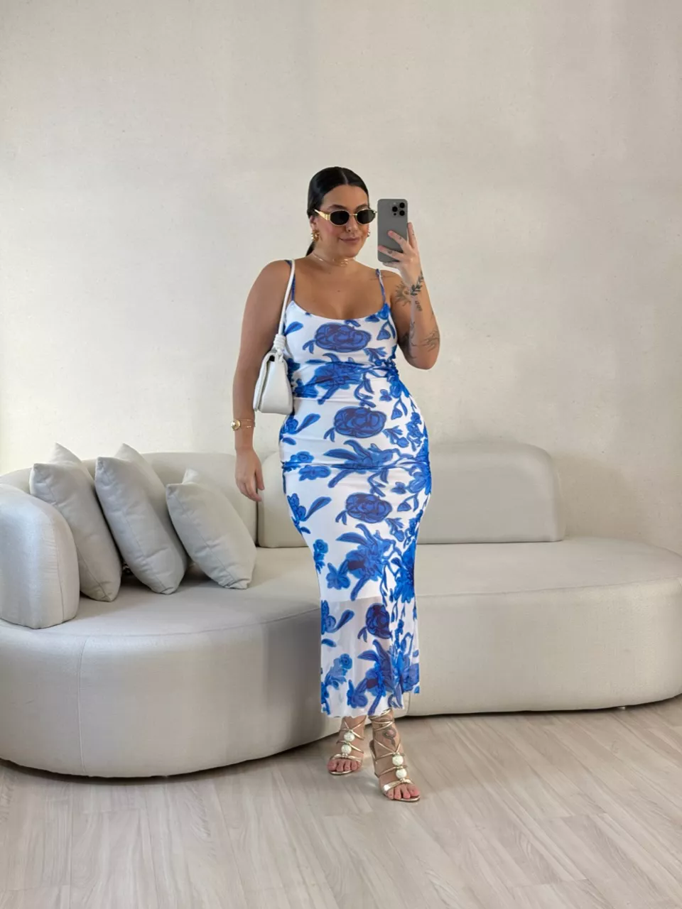 VESTIDO MAIA TULE ALÇA OFF/AZUL