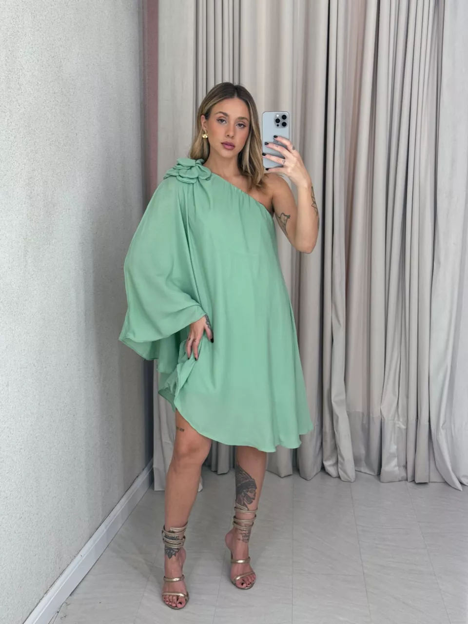 VESTIDO IOLANDA FLOR verde