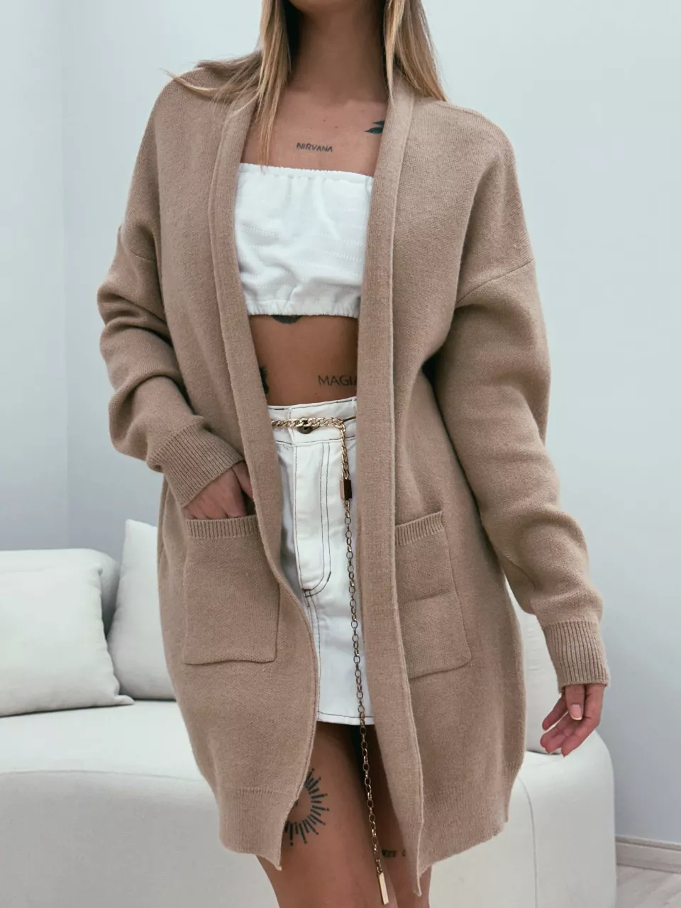 CARDIGAN OVER TRICOT NUDE