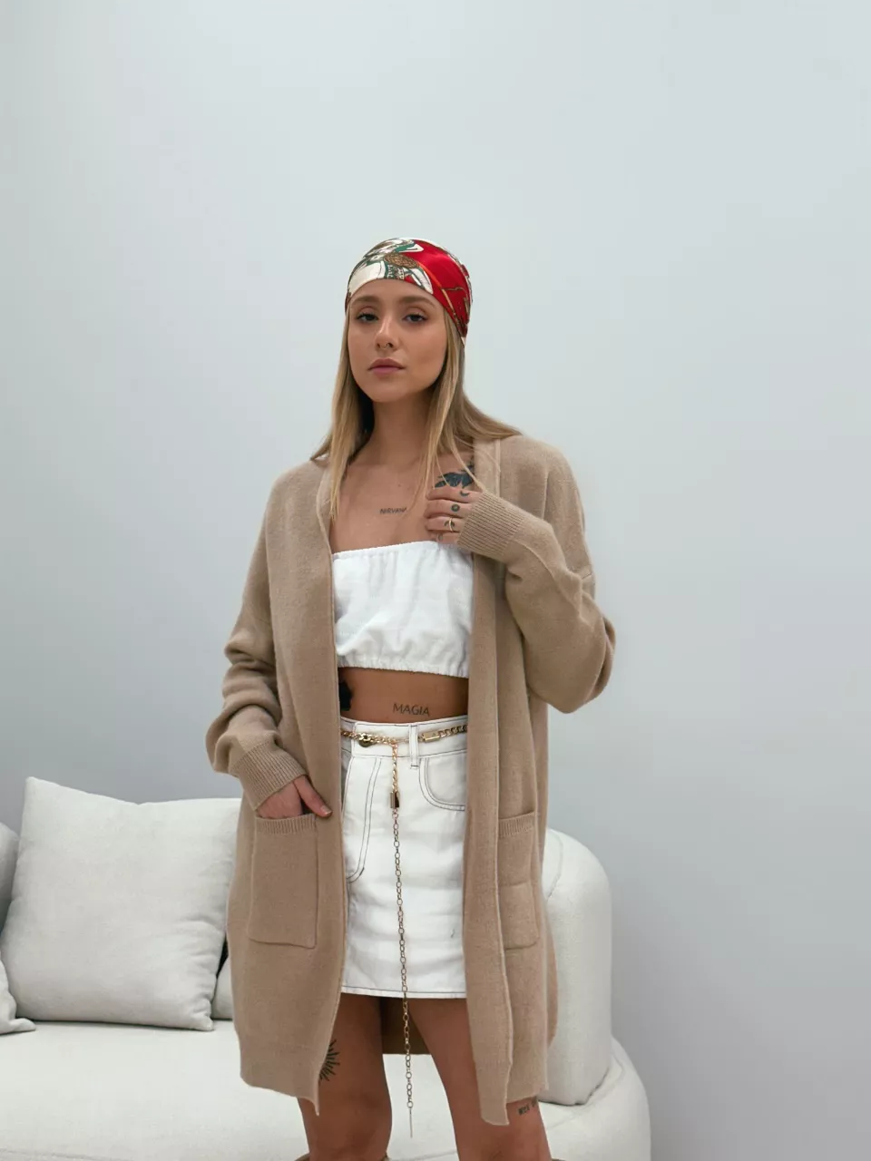 CARDIGAN OVER TRICOT NUDE
