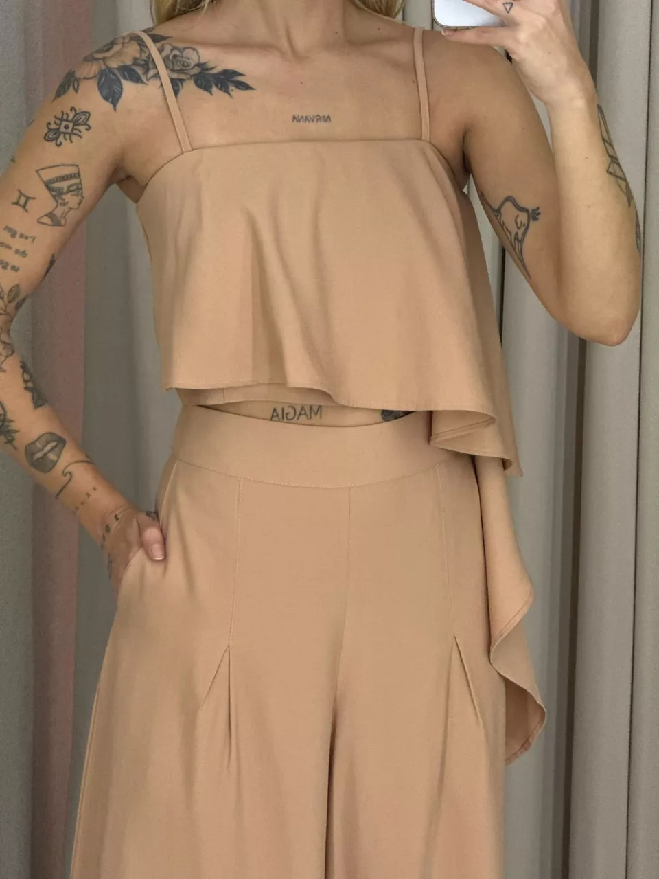 CONJUNTO RAQUEL CROPPED CALÇA NUDE