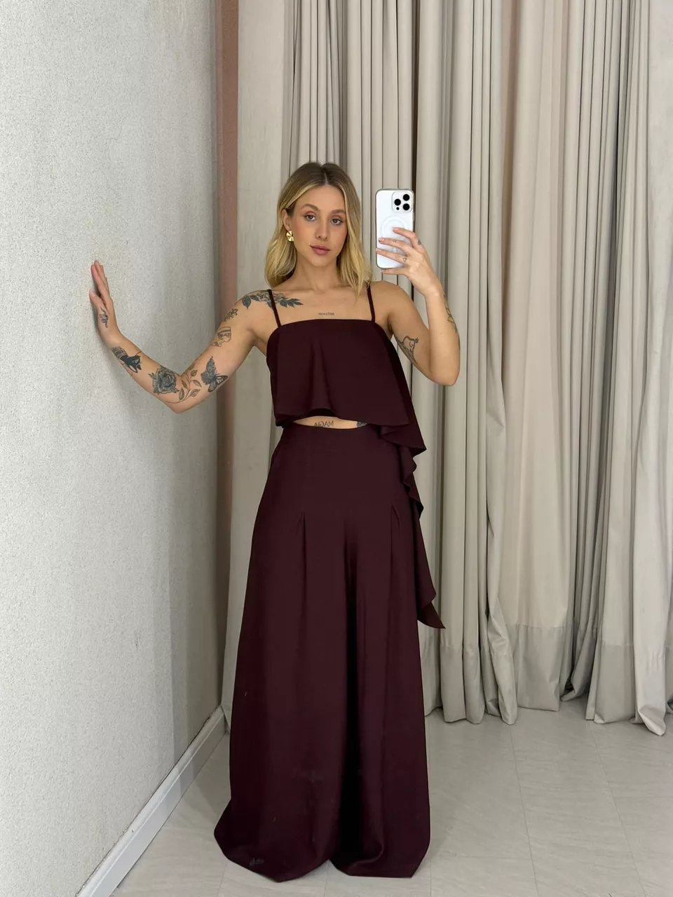 CONJUNTO RAQUEL CROPPED CALÇA UVA