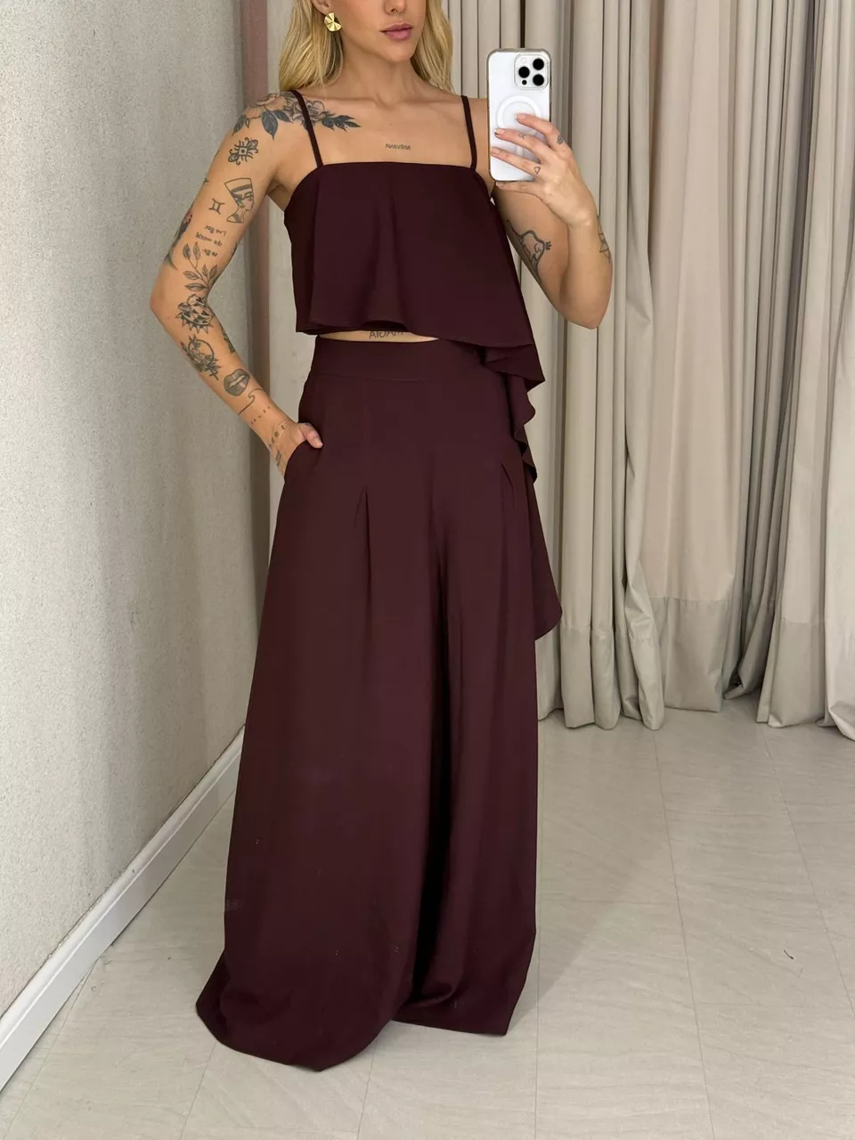 CONJUNTO RAQUEL CROPPED CALÇA UVA