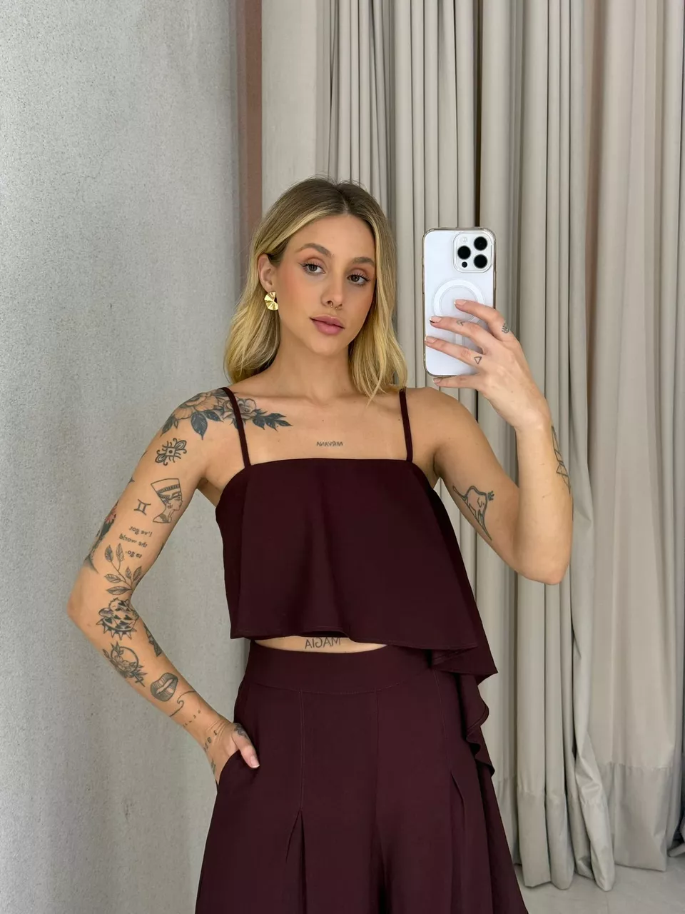 CONJUNTO RAQUEL CROPPED CALÇA UVA