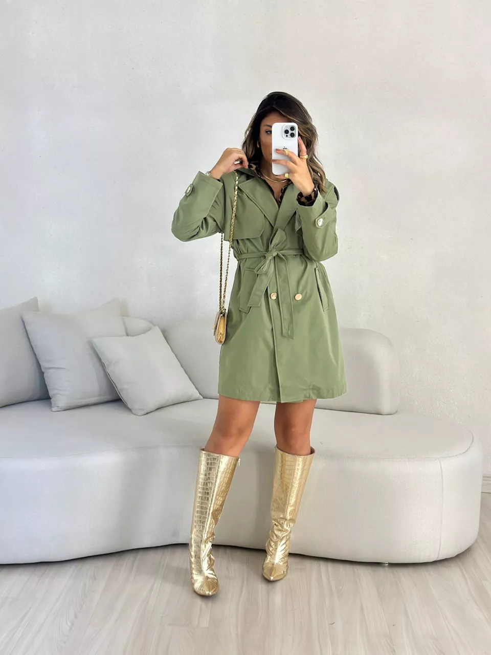 PARKA BOTÕES VERDE - 0052480014 - CAROLLA FERRARO