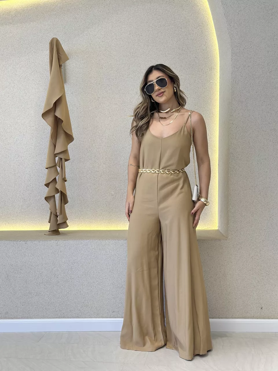 MACACÃO TAINARA CF FAIXA Nude - 0064770049 - CAROLLA FERRARO