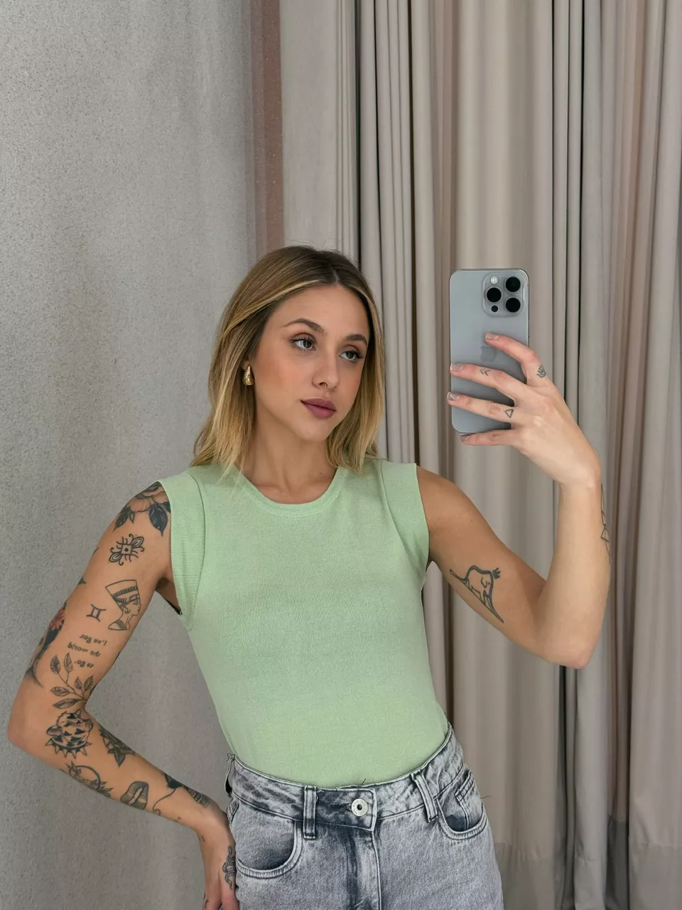 BLUSA MARIA PAULA TRICOT VERDE CLARO - 0054470012 - CAROLLA FERRARO