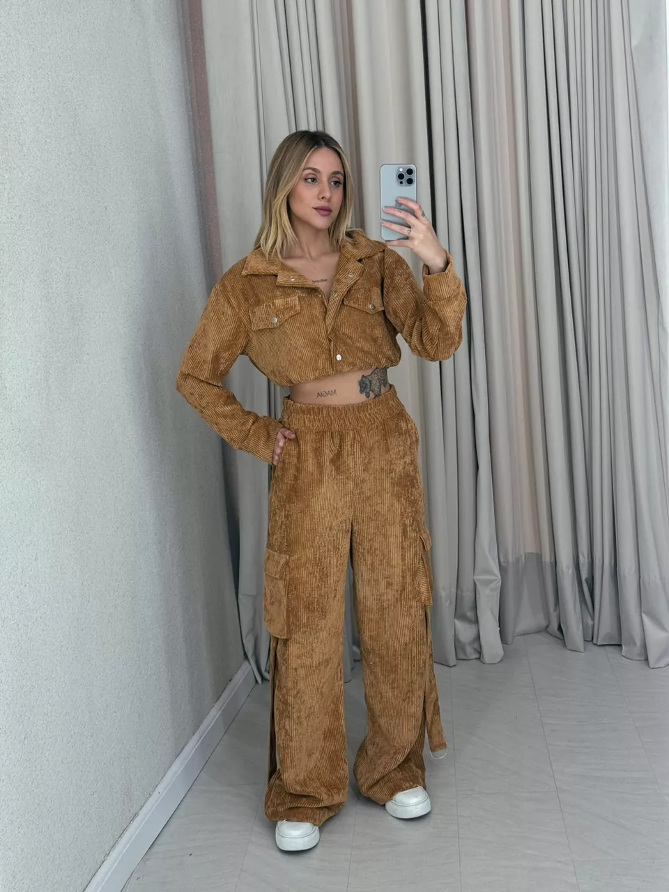 CONJUNTO CARGO COTELÊ CARAMELO - 0053400095 - CAROLLA FERRARO