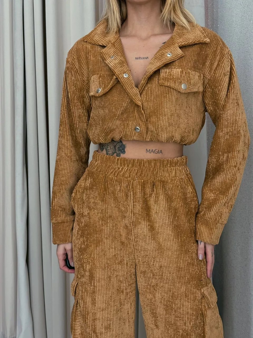 CONJUNTO CARGO COTELÊ CARAMELO