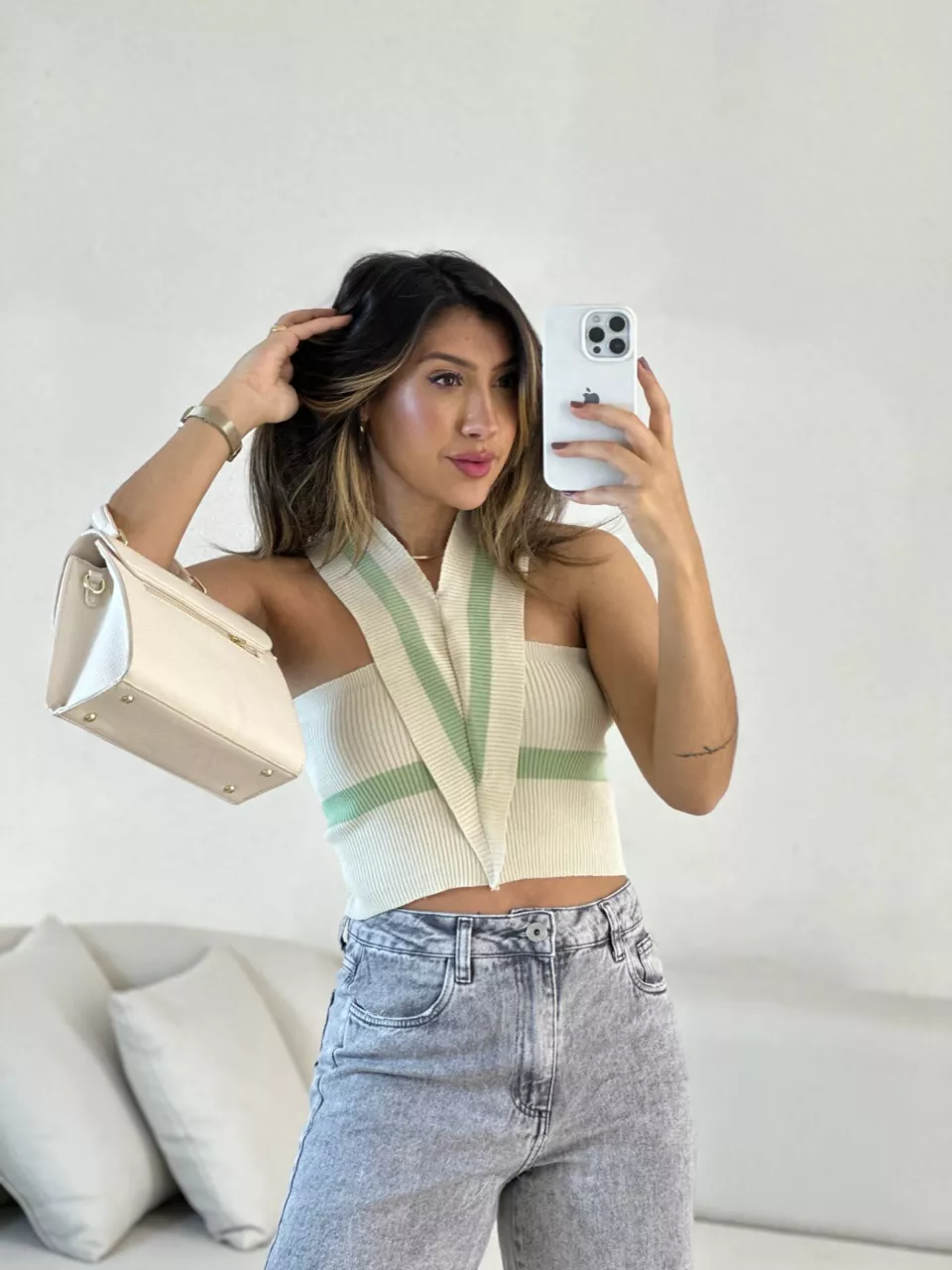 CROPPED BIANCA TRICOT Verde Claro - 0054480012 - CAROLLA FERRARO