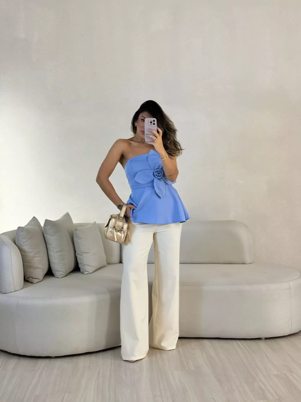 BLUSA FERNANDA FLOR TOMARA QUE CAIA AZUL