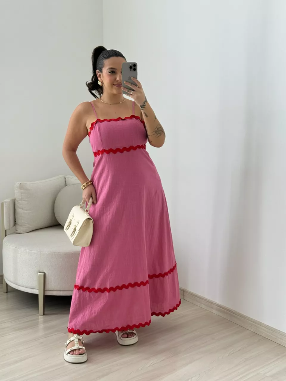 VESTIDO GABRIELA MIDI PINK