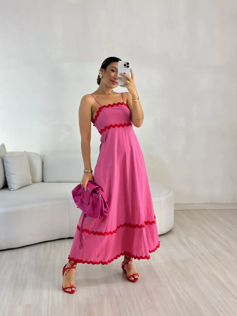 VESTIDO GABRIELA MIDI PINK