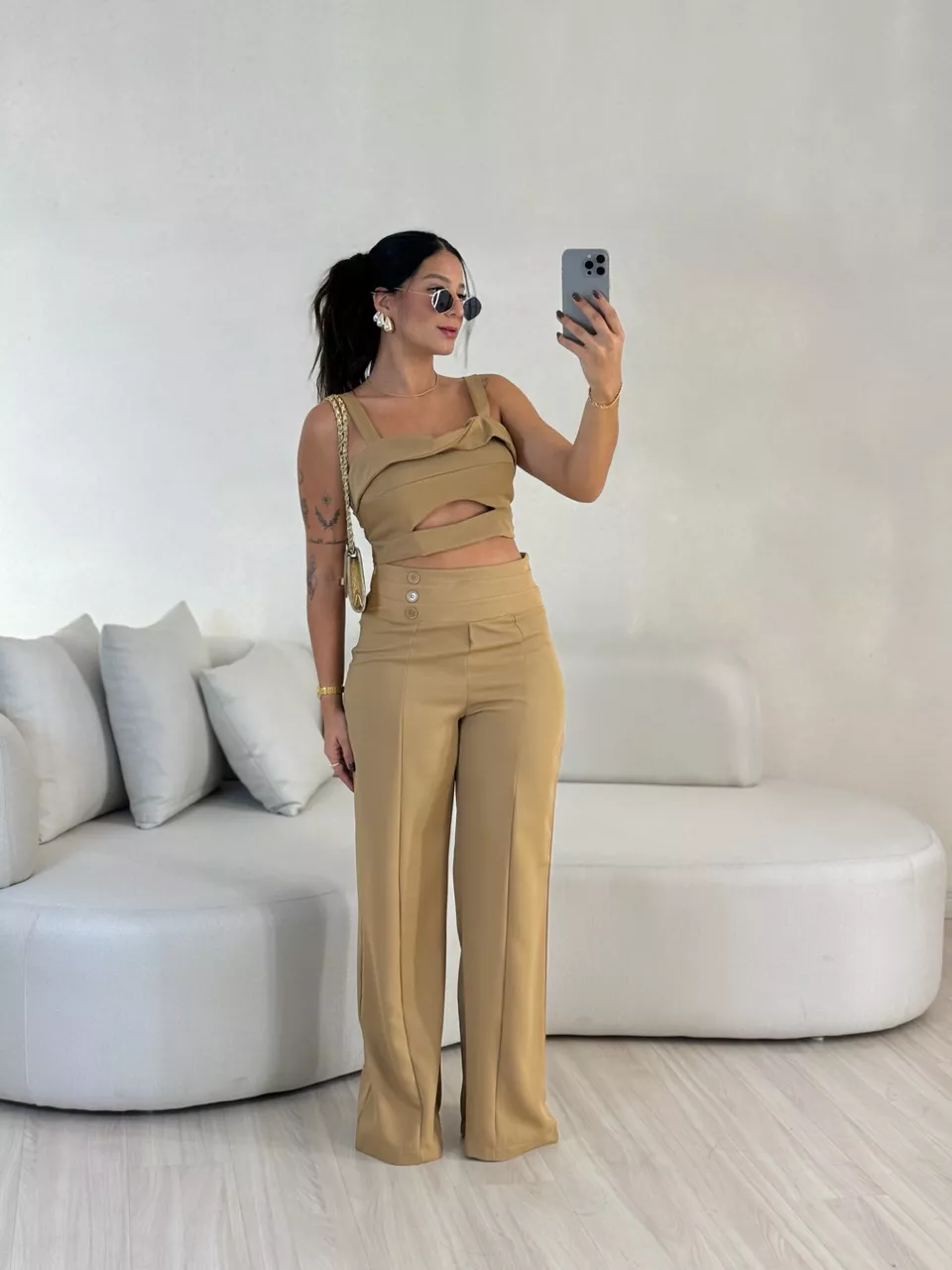CONJUNTO ELIS CALÇA CROPPED NUDE - 0056550049 - CAROLLA FERRARO