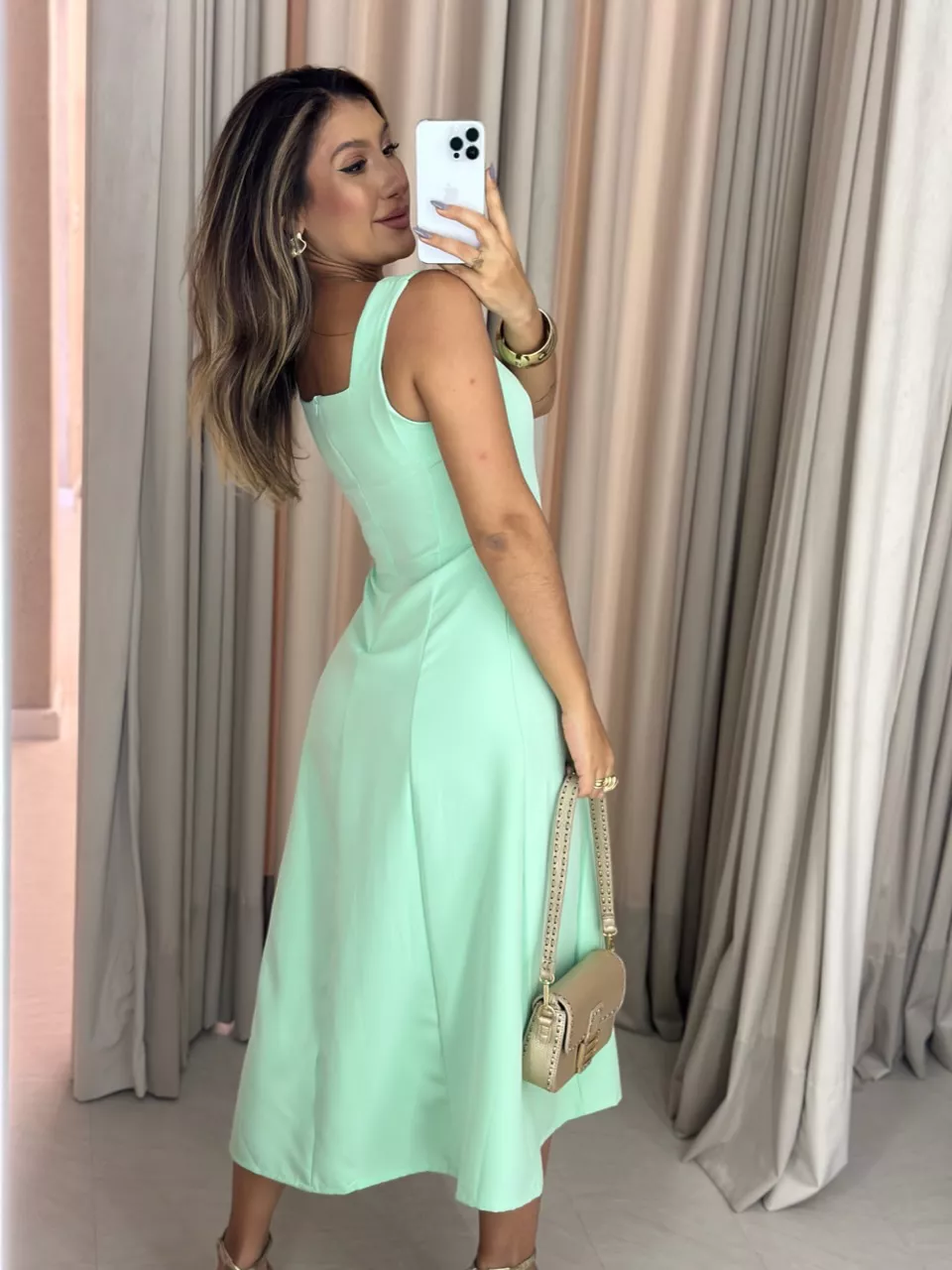 VESTIDO CAROLINE MIDI BABY GREEN