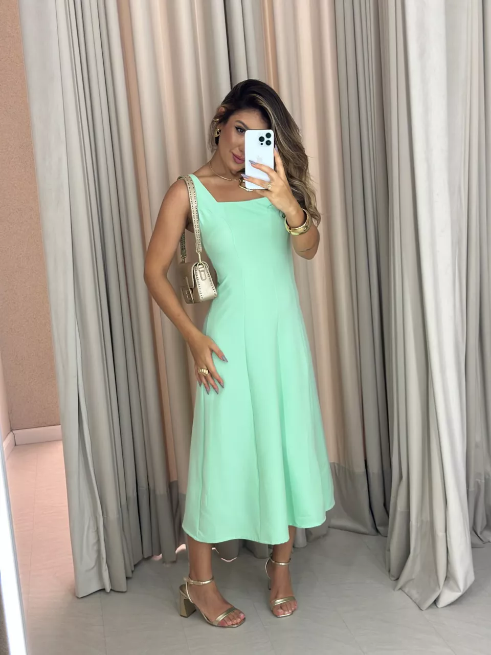VESTIDO CAROLINE MIDI BABY GREEN