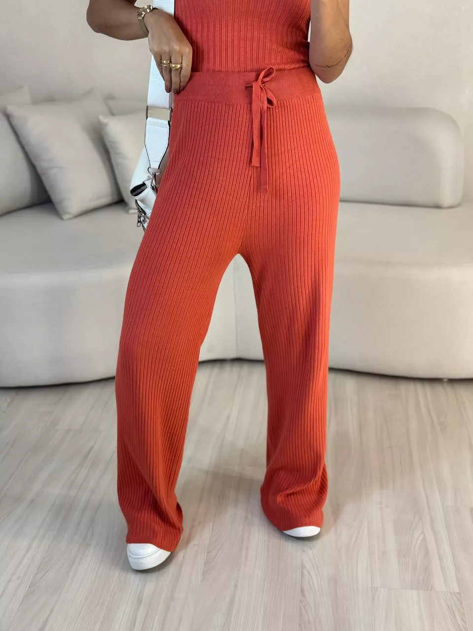 CALÇA ISADORA TRICOT CORAL