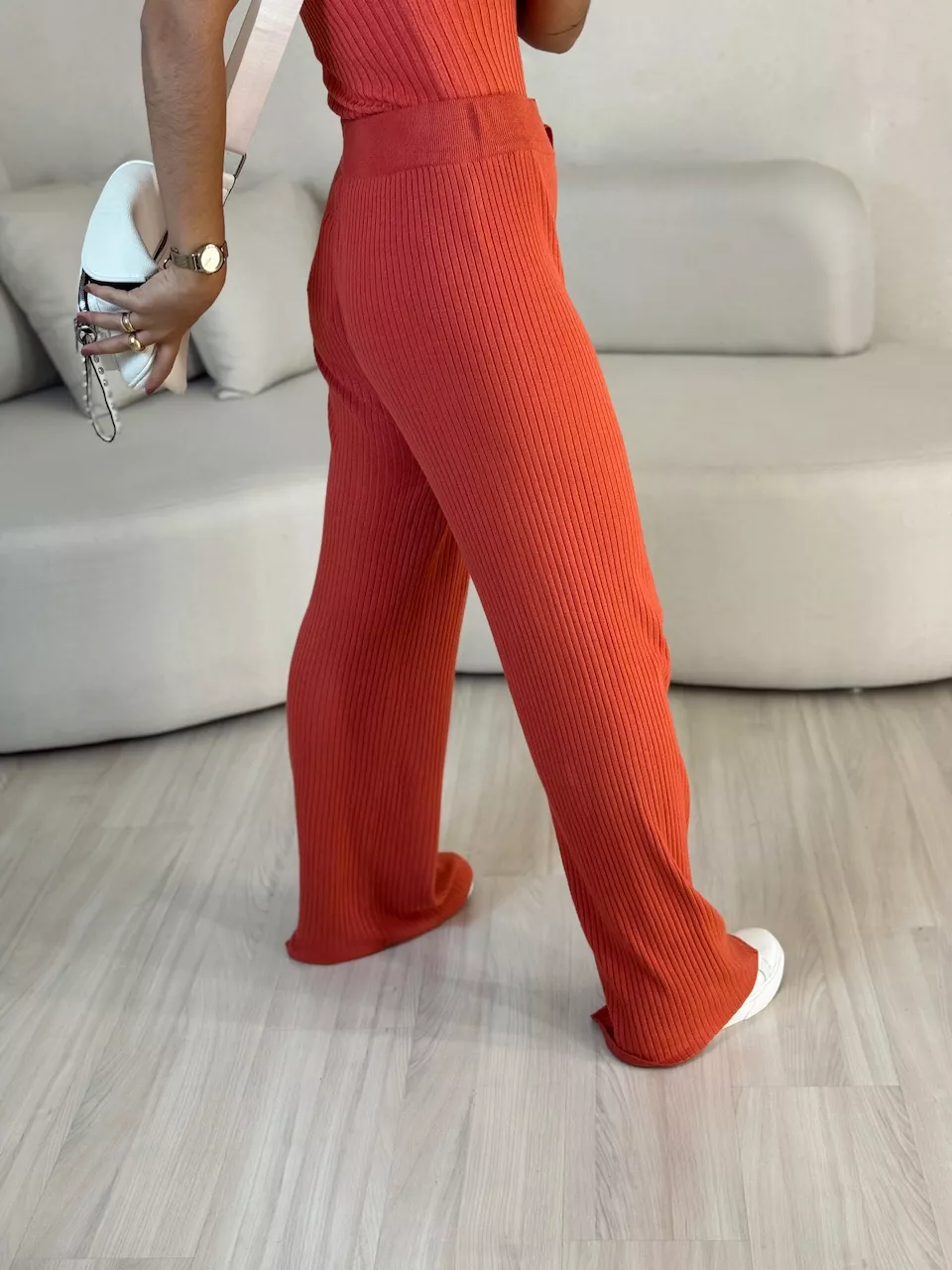CALÇA ISADORA TRICOT CORAL