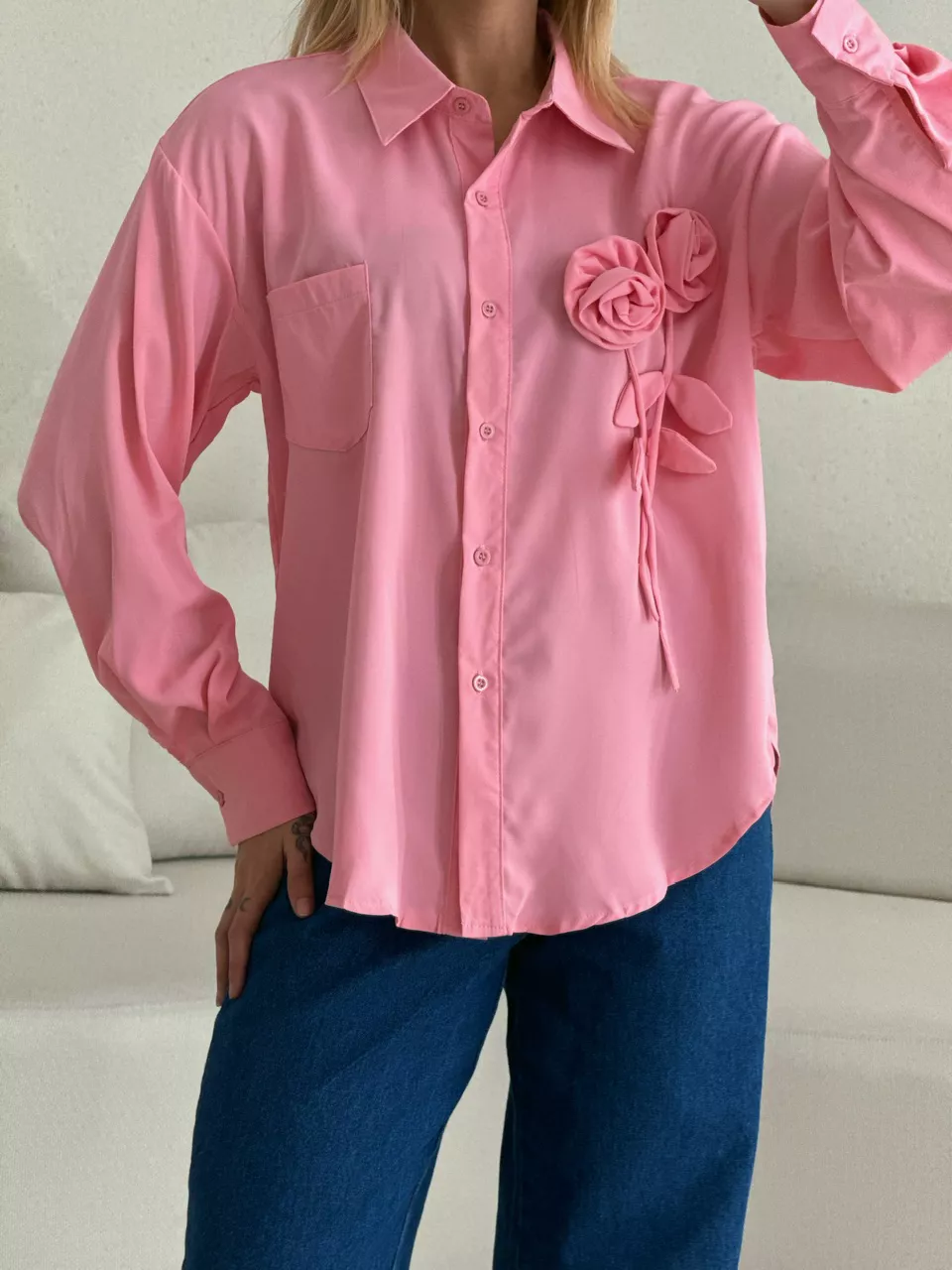 CAMISA ELOÁ FLOR ROSA