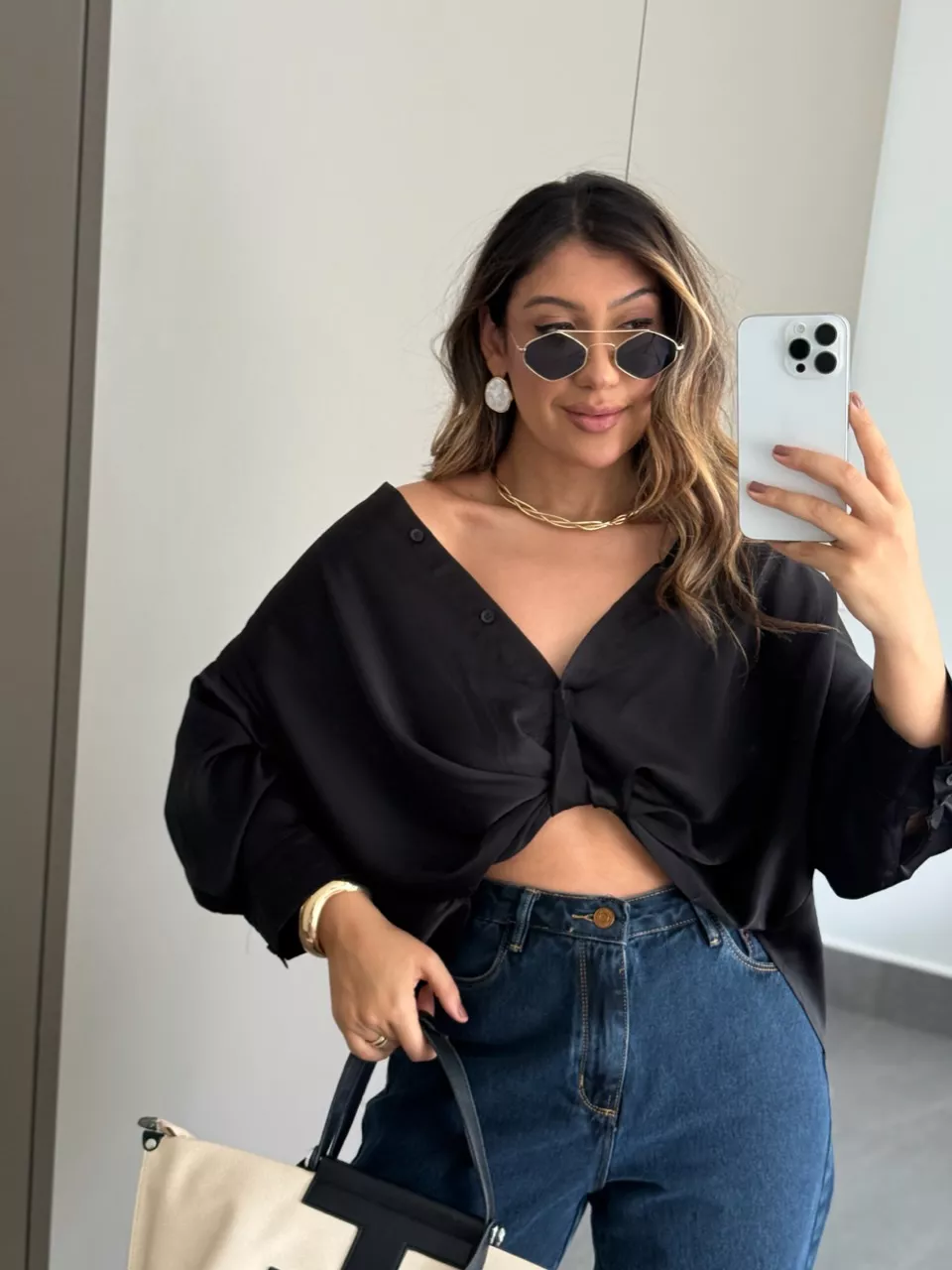 CAMISA FELICIA NÓ PRETA - 0066090033 - CAROLLA FERRARO