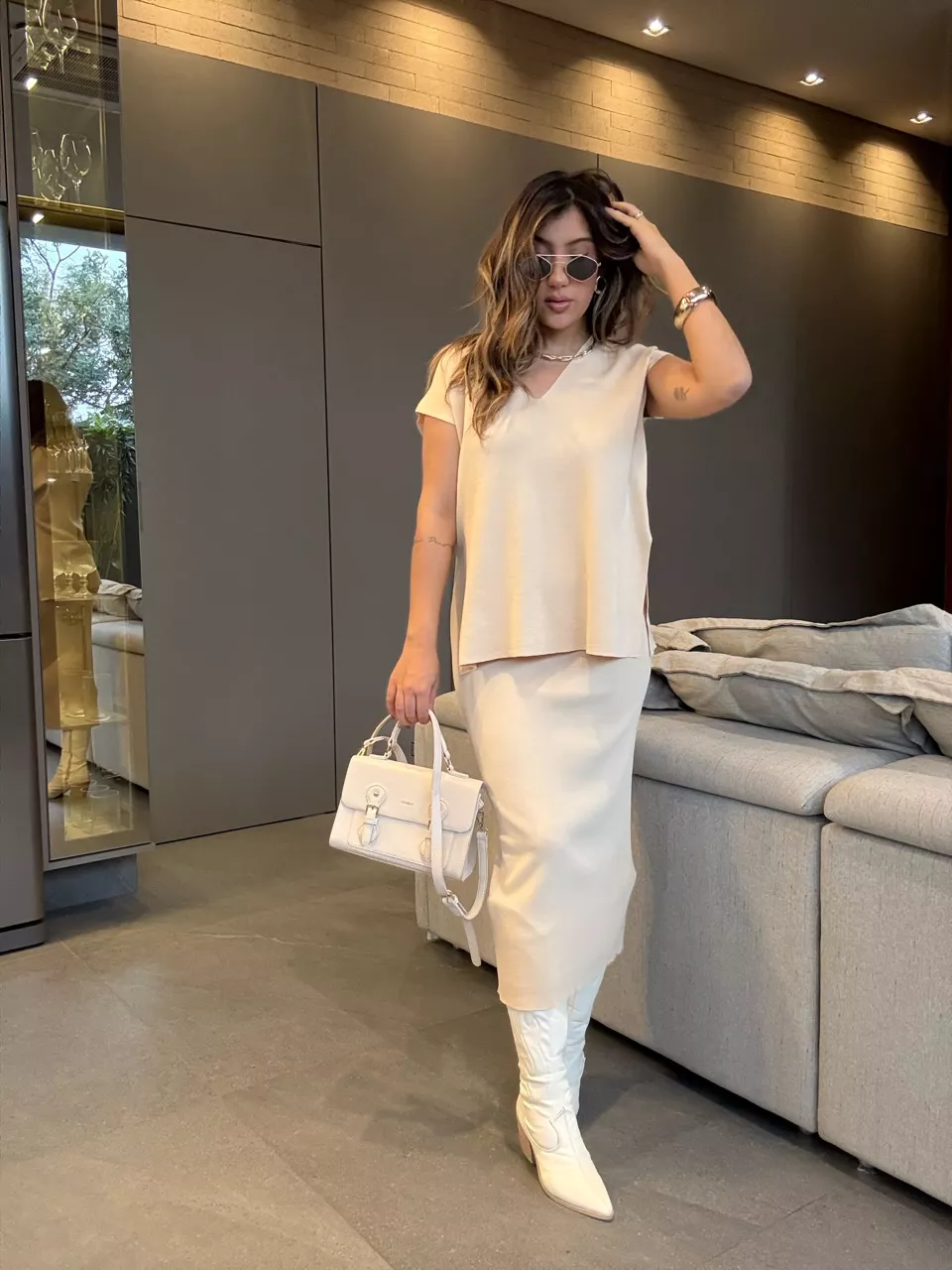 CONJUNTO FLORA TRICOT MARFIM - 0066080056 - CAROLLA FERRARO