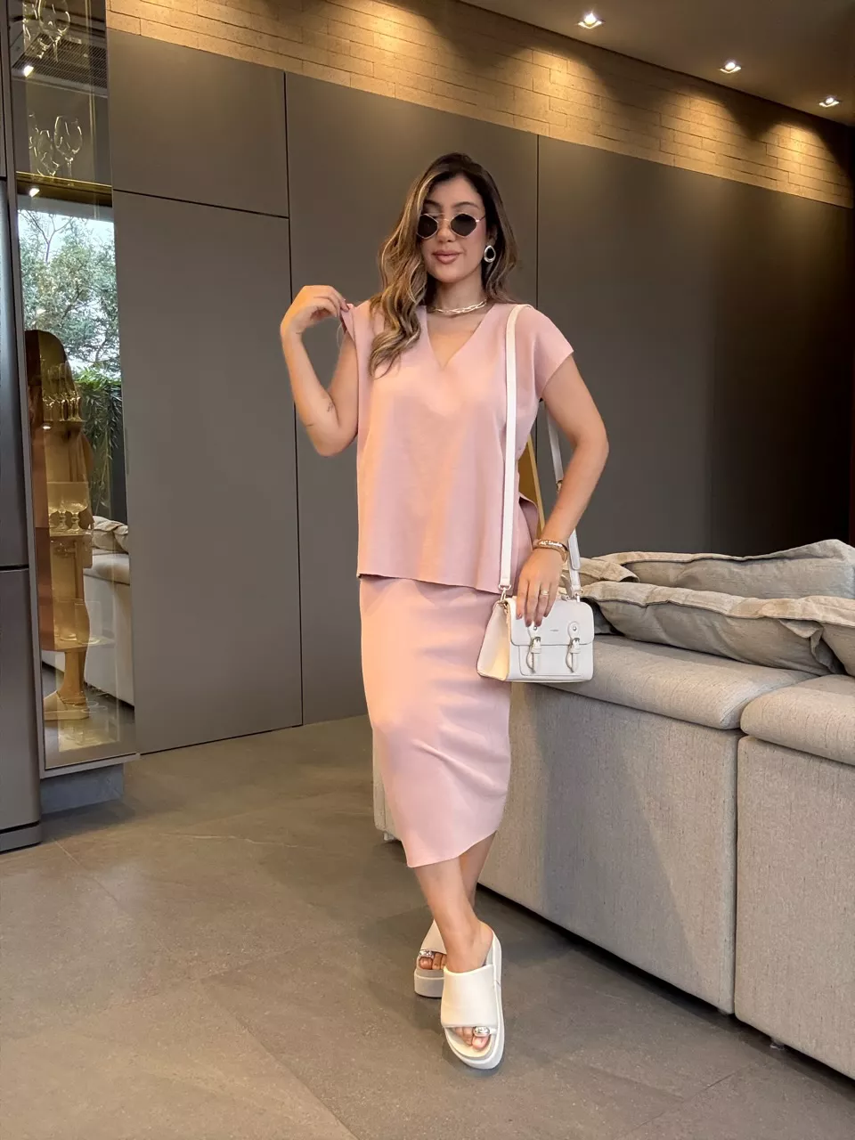 CONJUNTO FLORA TRICOT ROSÊ - 0066080025 - CAROLLA FERRARO