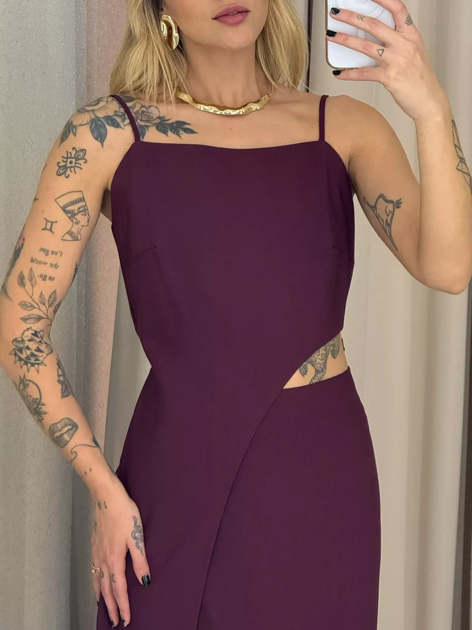 VESTIDO MARIA LUIZA ALÇA VINHO