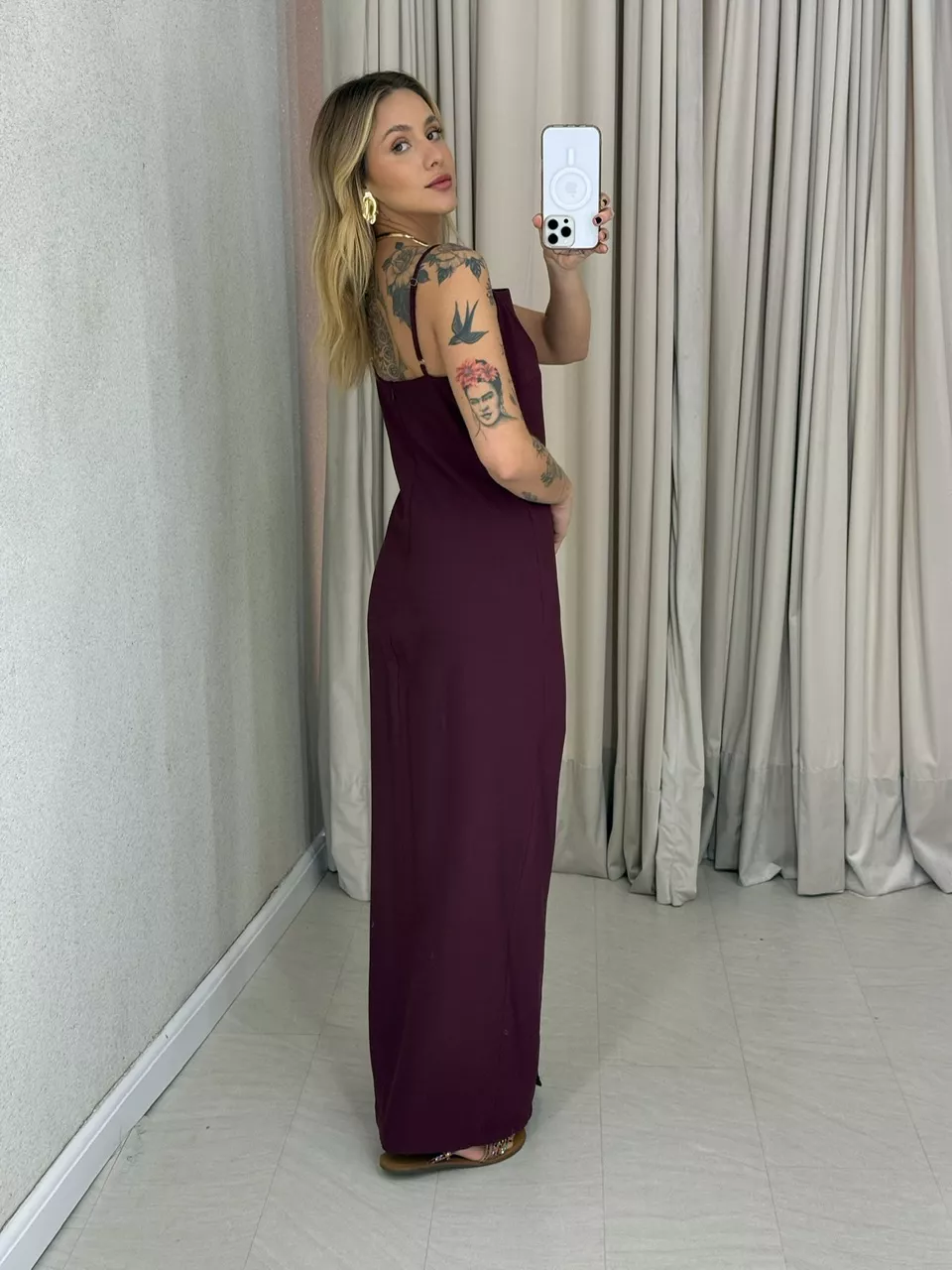 VESTIDO MARIA LUIZA ALÇA VINHO
