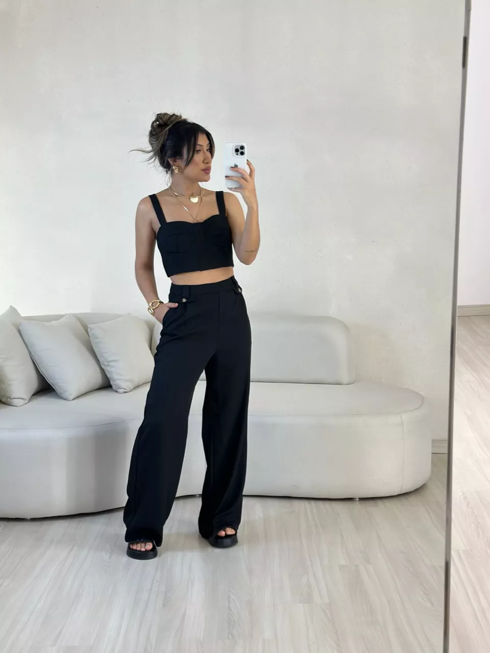 CONJUNTO RAFAELA TOP CALÇA PRETO - 0054560032 - CAROLLA FERRARO