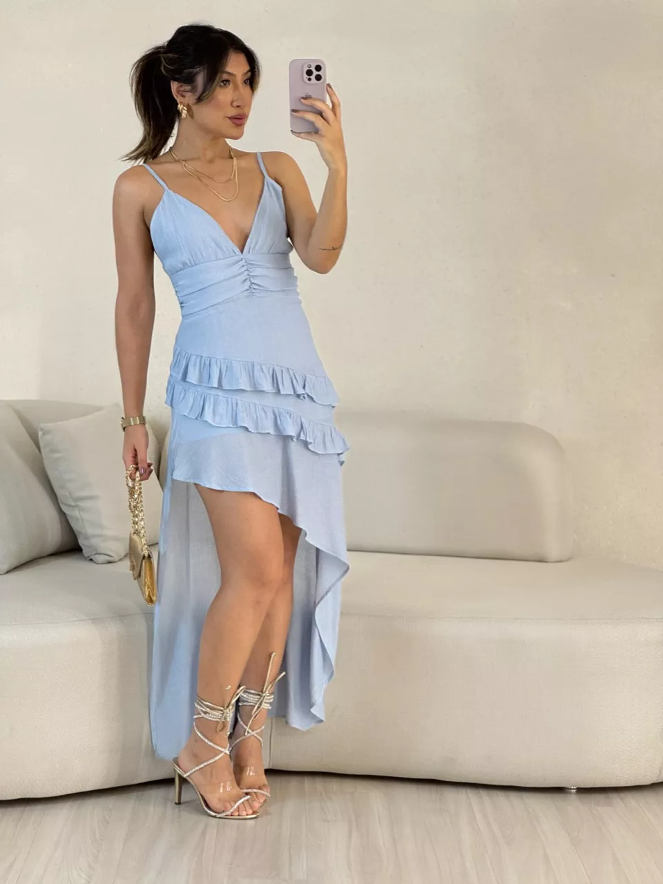VESTIDO JÉSSICA BOHO BABY BLUE - 0054540365 - CAROLLA FERRARO