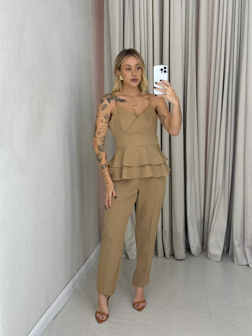 CONJUNTO KARINA BLUSA NUDE - 0062640049 - CAROLLA FERRARO