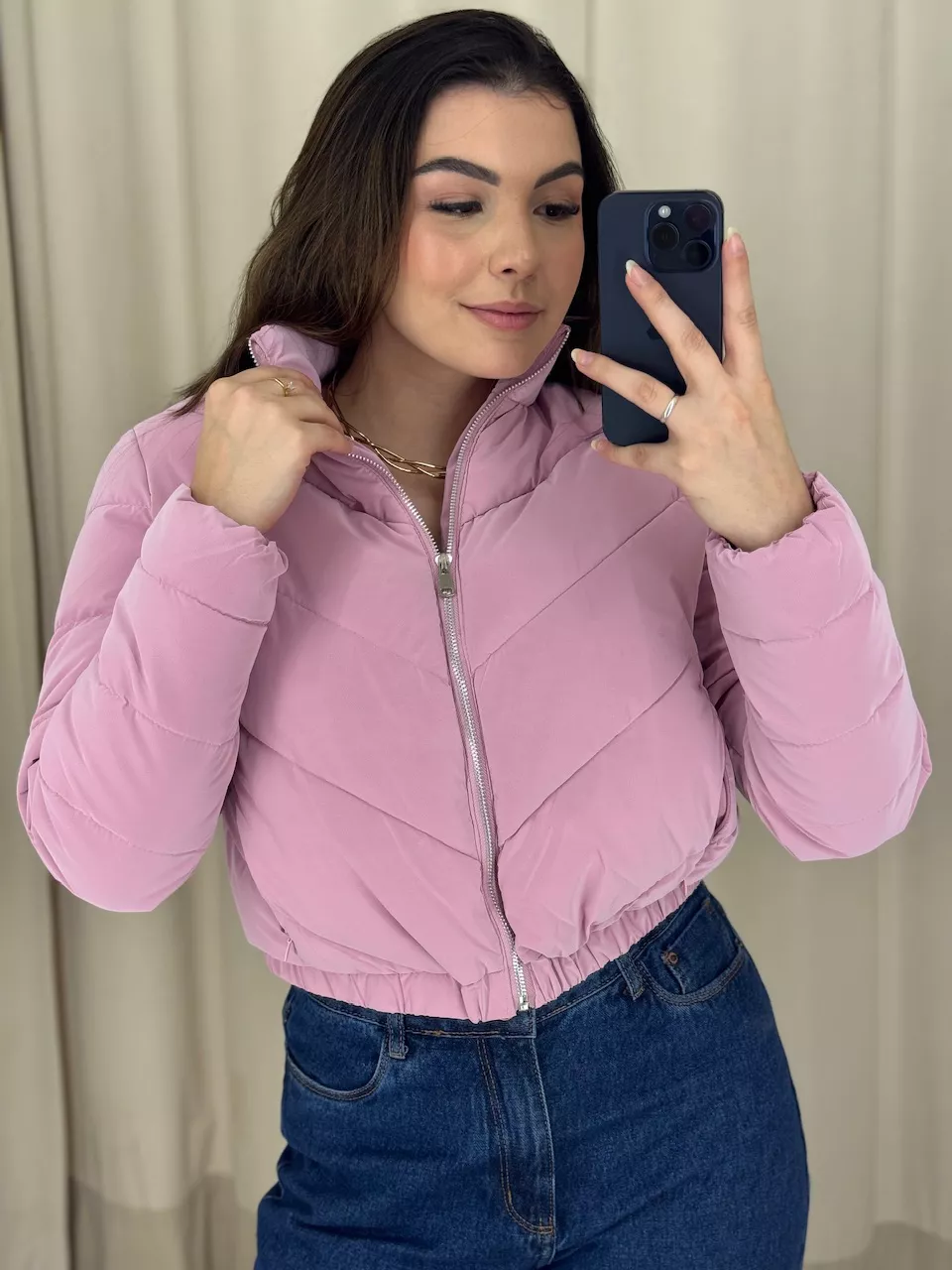 PUFFER LARISSA ZÍPER ROSA - 0066210031 - CAROLLA FERRARO