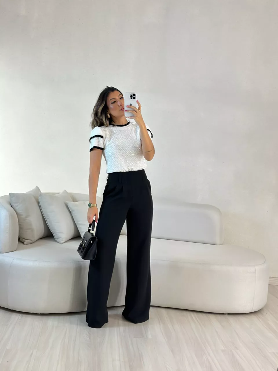 BLUSA SOFIA TRICOT PAETÊ OFF. - 0054670326 - CAROLLA FERRARO